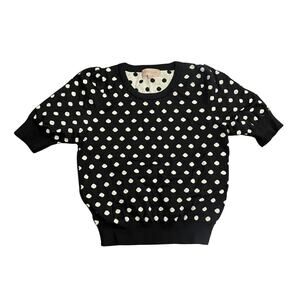 Philosophy Restyle Collection White Black Polka Dot Sweater Puffy Sleeve Top